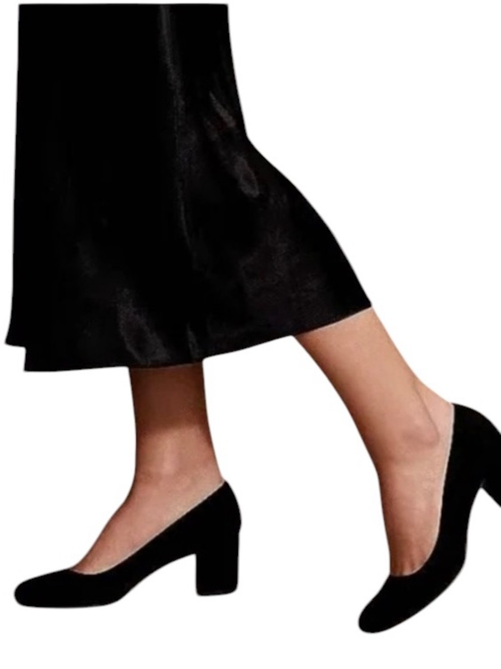 Margaux the Heel Black suede round toe Low Block Heel Pumps slip on in box 8